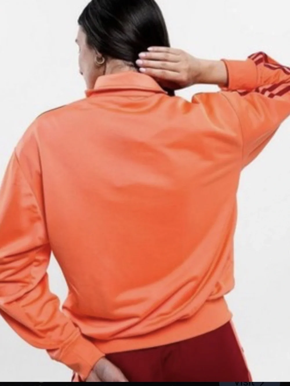 Adidas Women’s Peach Orange Track Jacket with Oxblood Red Trefoil & Stripes